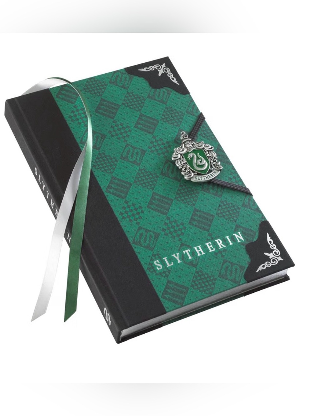 💚 Harry Potter Slytherin Hardcover Journal Notebook with Metal Crest Charm